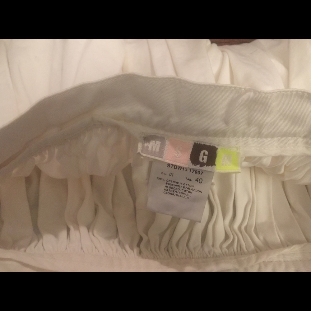 MSGM White Denim Pleated Skirt